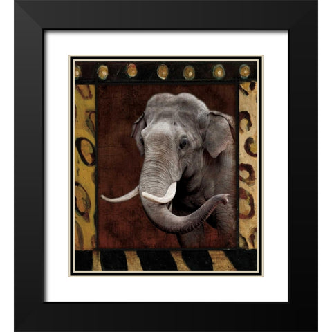 Elephant Bordered Black Modern Wood Framed Art Print with Double Matting by Grey, Jace