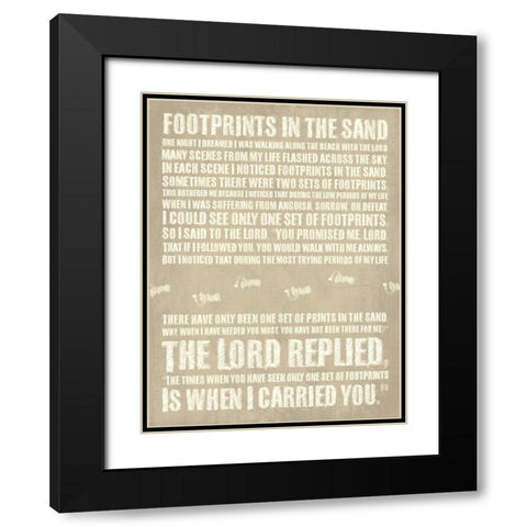 Footprints Black Modern Wood Framed Art Print with Double Matting by Grey, Jace