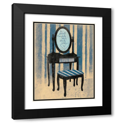 Be Yourself Blue Black Modern Wood Framed Art Print with Double Matting by Grey, Jace