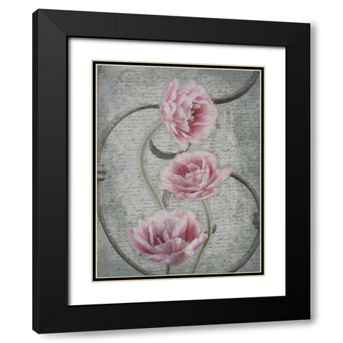 Floral Fence 2 Black Modern Wood Framed Art Print with Double Matting by Grey, Jace