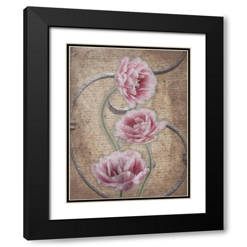 Floral Fence 3 Black Modern Wood Framed Art Print with Double Matting by Grey, Jace