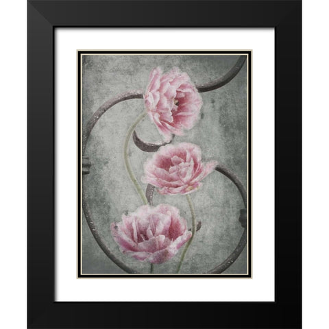 Floral Fence Black Modern Wood Framed Art Print with Double Matting by Grey, Jace