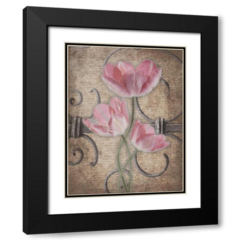 Floral Fence Mate 3 Black Modern Wood Framed Art Print with Double Matting by Grey, Jace