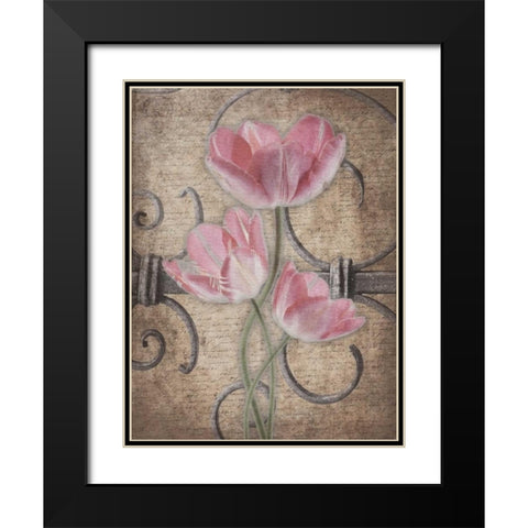 Floral Fence Mate 3 Black Modern Wood Framed Art Print with Double Matting by Grey, Jace