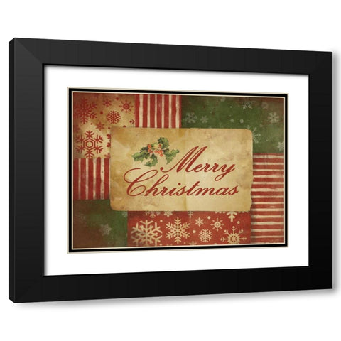Merry Christmas Black Modern Wood Framed Art Print with Double Matting by Grey, Jace