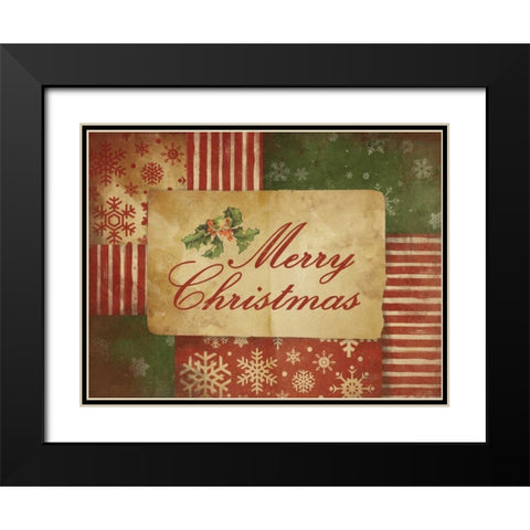 Merry Christmas Black Modern Wood Framed Art Print with Double Matting by Grey, Jace