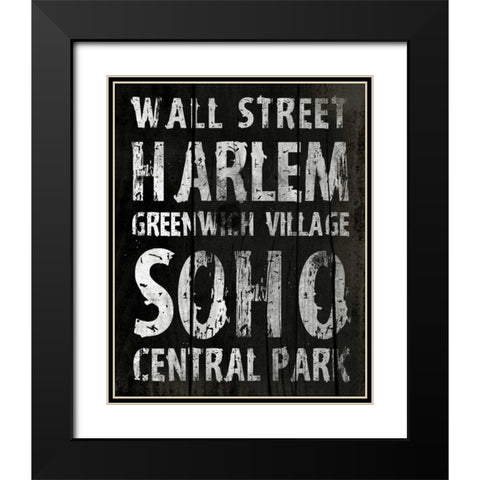 New York Black Modern Wood Framed Art Print with Double Matting by Grey, Jace