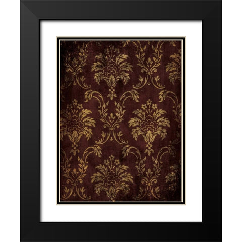 Gold Red Pattern Black Modern Wood Framed Art Print with Double Matting by Grey, Jace