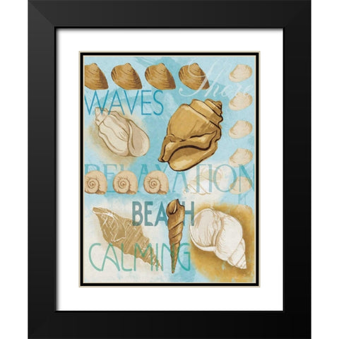 Shell Collage Black Modern Wood Framed Art Print with Double Matting by Grey, Jace