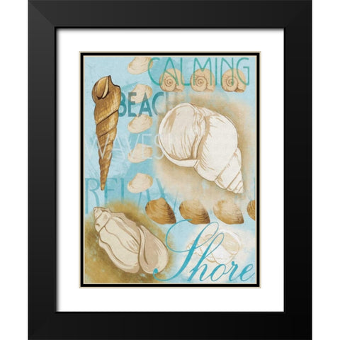 Shell Collage Mate Black Modern Wood Framed Art Print with Double Matting by Grey, Jace