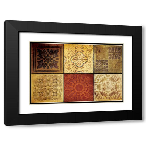 Pattern Patchwork Black Modern Wood Framed Art Print with Double Matting by Grey, Jace