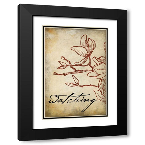 Red watching Black Modern Wood Framed Art Print with Double Matting by Grey, Jace