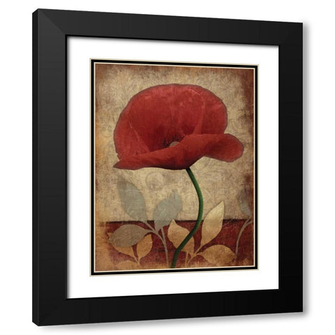 Poppies Vert Black Modern Wood Framed Art Print with Double Matting by Grey, Jace