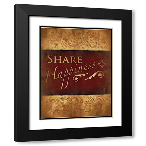 Share Happiness Black Modern Wood Framed Art Print with Double Matting by Grey, Jace