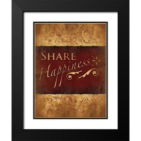 Share Happiness Black Modern Wood Framed Art Print with Double Matting by Grey, Jace