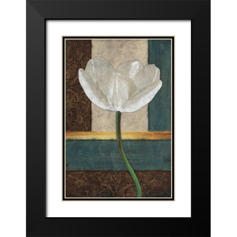 White Floral Mate Black Modern Wood Framed Art Print with Double Matting by Grey, Jace