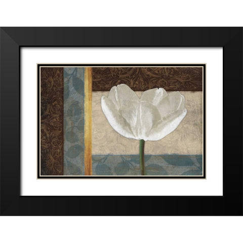 White Floral Mate Horizontal Black Modern Wood Framed Art Print with Double Matting by Grey, Jace