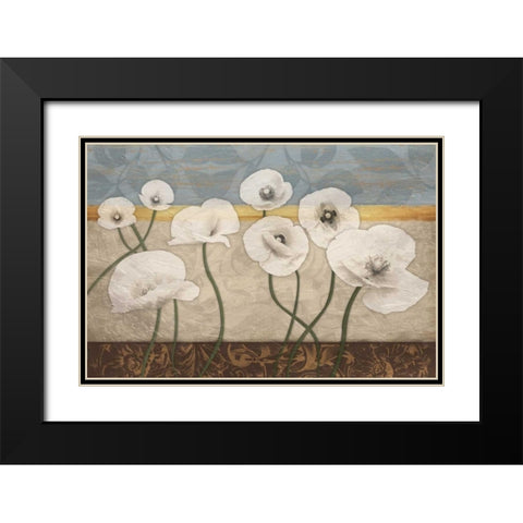 White Floral Patch Black Modern Wood Framed Art Print with Double Matting by Grey, Jace