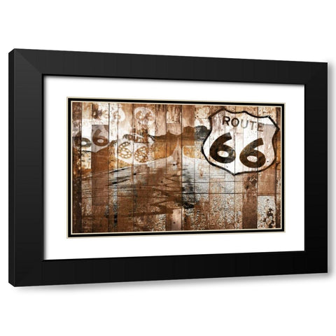 Road To Route 66 Rust Black Modern Wood Framed Art Print with Double Matting by Grey, Jace