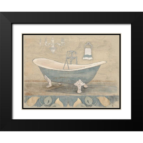 Bath Blue Black Modern Wood Framed Art Print with Double Matting by Grey, Jace