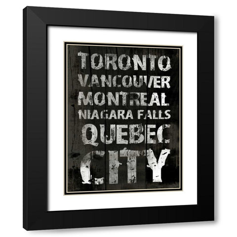 Canada Grunge Type Black Modern Wood Framed Art Print with Double Matting by Grey, Jace