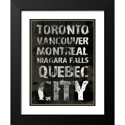 Canada Grunge Type Black Modern Wood Framed Art Print with Double Matting by Grey, Jace