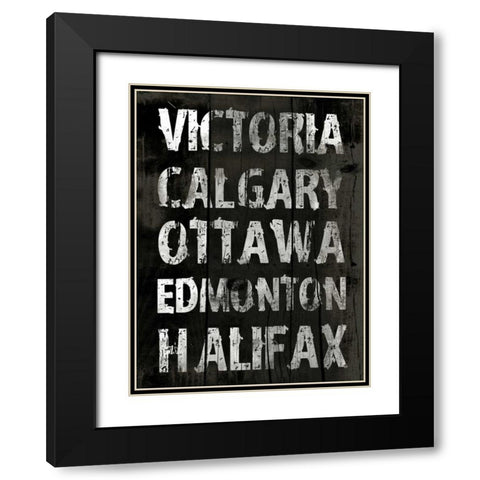 Canada Grunge Type Mate Black Modern Wood Framed Art Print with Double Matting by Grey, Jace