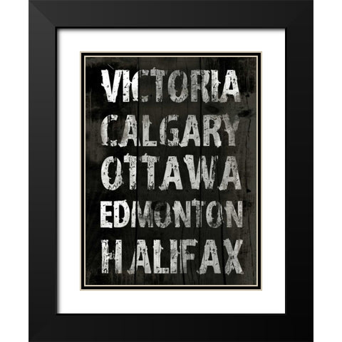 Canada Grunge Type Mate Black Modern Wood Framed Art Print with Double Matting by Grey, Jace