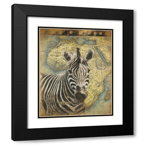Zebra Africa Black Modern Wood Framed Art Print with Double Matting by Grey, Jace