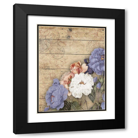 Purple  floral  vertical Black Modern Wood Framed Art Print with Double Matting by Grey, Jace