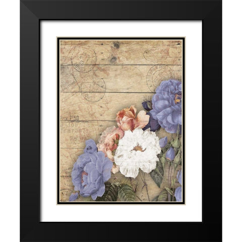 Purple  floral  vertical Black Modern Wood Framed Art Print with Double Matting by Grey, Jace