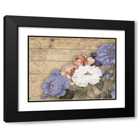 Purple Floral Black Modern Wood Framed Art Print with Double Matting by Grey, Jace