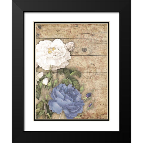 Purple floral mate vert Black Modern Wood Framed Art Print with Double Matting by Grey, Jace
