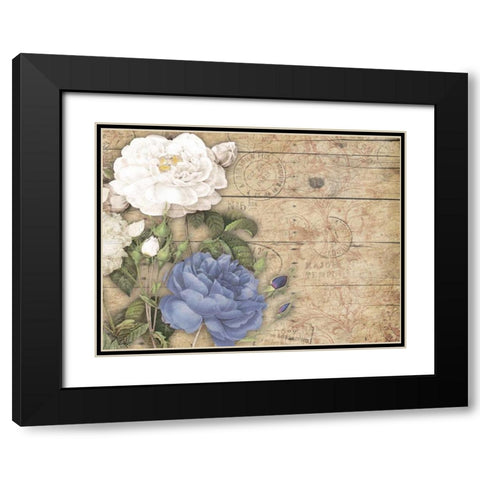 Purple floral mate Black Modern Wood Framed Art Print with Double Matting by Grey, Jace