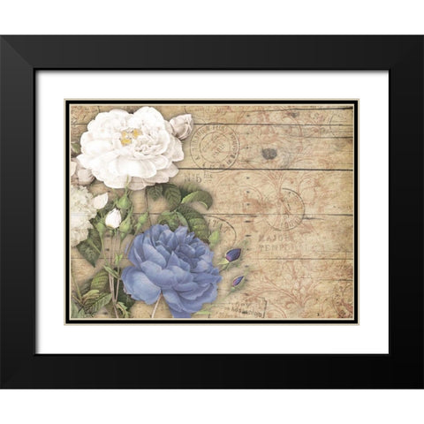 Purple floral mate Black Modern Wood Framed Art Print with Double Matting by Grey, Jace