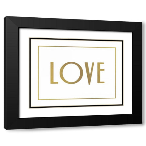 Gold Love Black Modern Wood Framed Art Print with Double Matting by Grey, Jace
