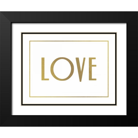 Gold Love Black Modern Wood Framed Art Print with Double Matting by Grey, Jace