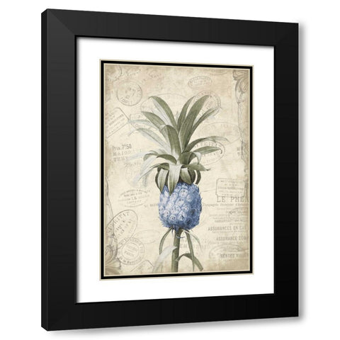 Blue Pineapple Black Modern Wood Framed Art Print with Double Matting by Grey, Jace