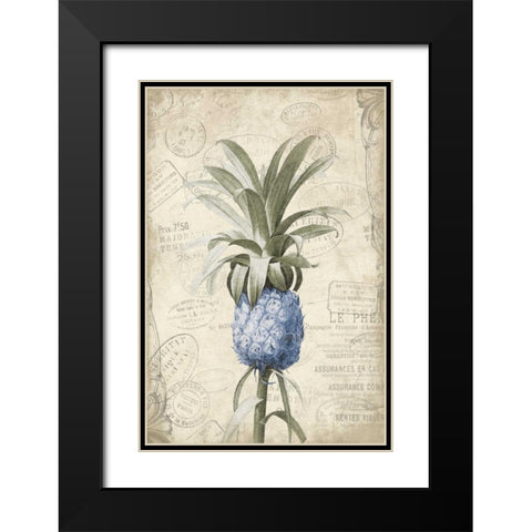 Blue Pineapple Black Modern Wood Framed Art Print with Double Matting by Grey, Jace