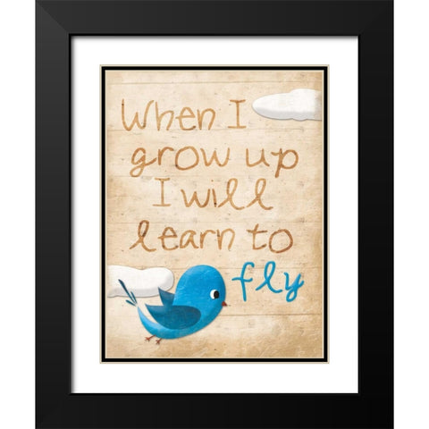 Fly Black Modern Wood Framed Art Print with Double Matting by Grey, Jace