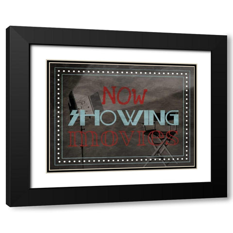 Showing Movies Black Modern Wood Framed Art Print with Double Matting by Grey, Jace