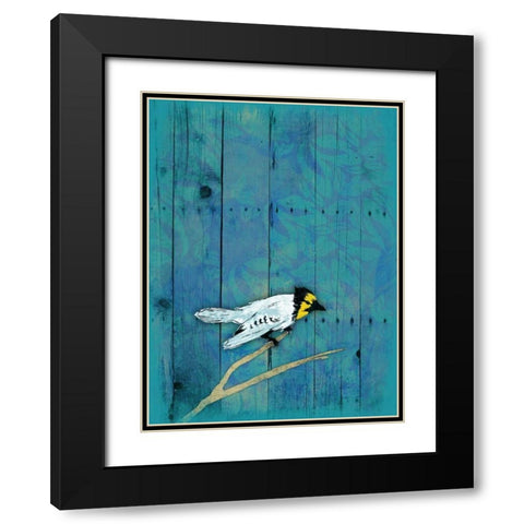 Blue Hue Bird Black Modern Wood Framed Art Print with Double Matting by Grey, Jace