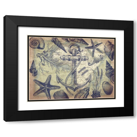 Nautical map mate Black Modern Wood Framed Art Print with Double Matting by Grey, Jace
