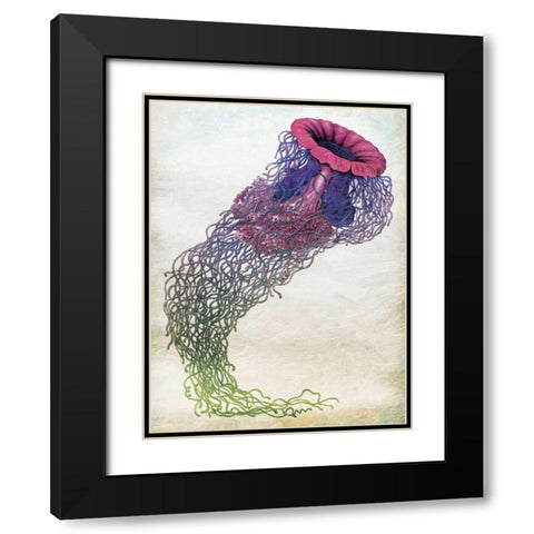 Jellyfish Black Modern Wood Framed Art Print with Double Matting by Grey, Jace