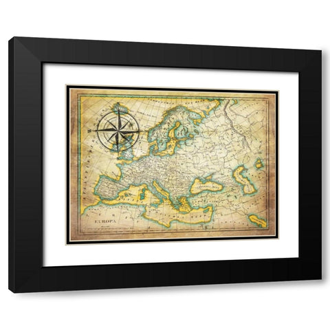 Tropical map Black Modern Wood Framed Art Print with Double Matting by Grey, Jace