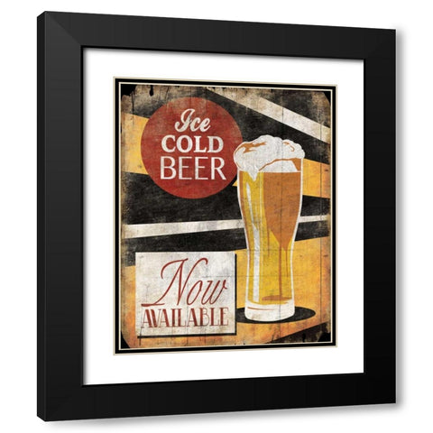 Ice Cold Beer Black Modern Wood Framed Art Print with Double Matting by Grey, Jace