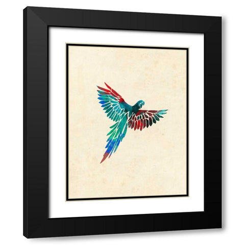 Tropical Parrot Black Modern Wood Framed Art Print with Double Matting by Grey, Jace
