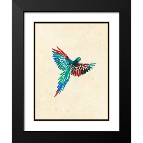 Tropical Parrot Black Modern Wood Framed Art Print with Double Matting by Grey, Jace