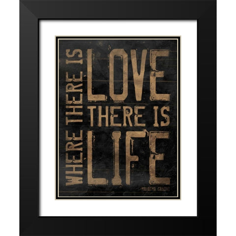 Love Life brown Black Modern Wood Framed Art Print with Double Matting by Grey, Jace