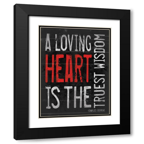 Loveing Heart Black Modern Wood Framed Art Print with Double Matting by Grey, Jace